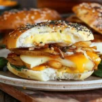 Bagel Breakfast Sandwich with Pear, Apple, and Cheddar