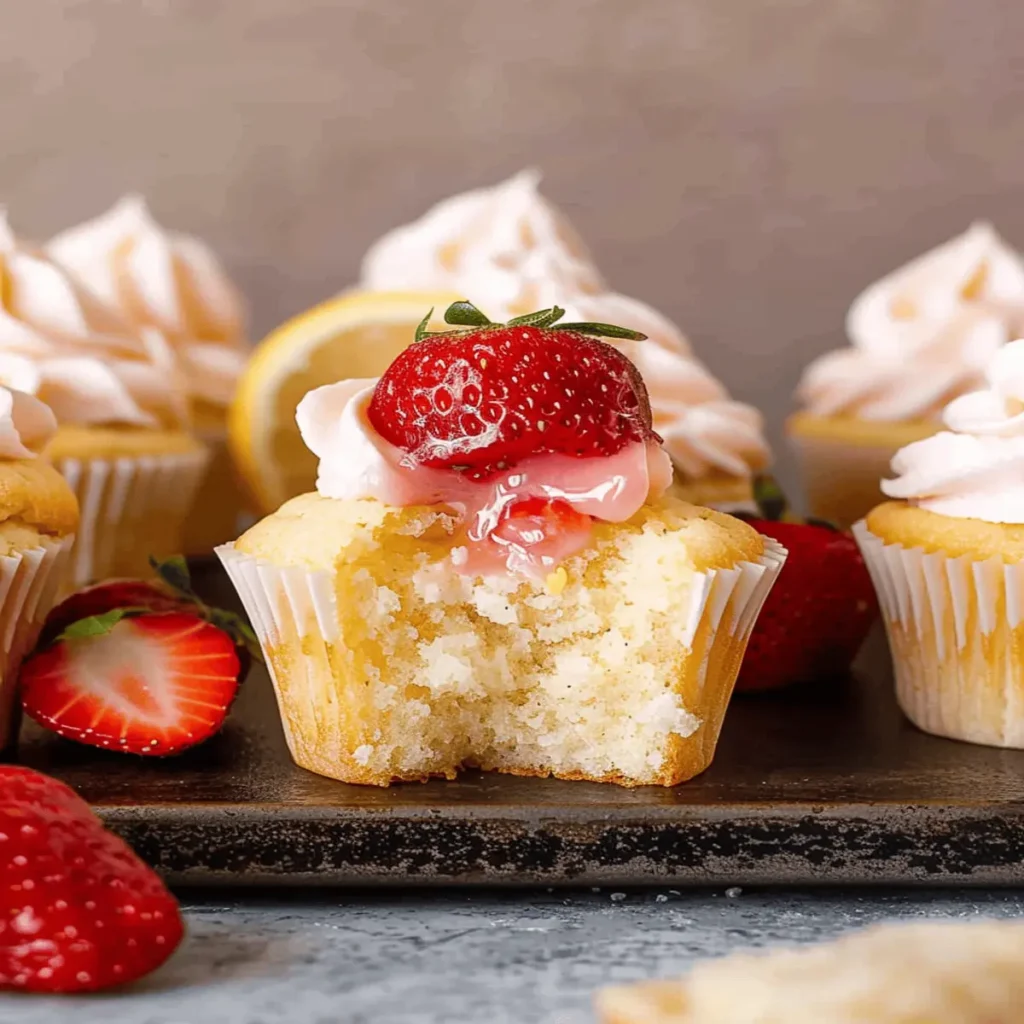 Lemon Cupcakes with Strawberry Filling