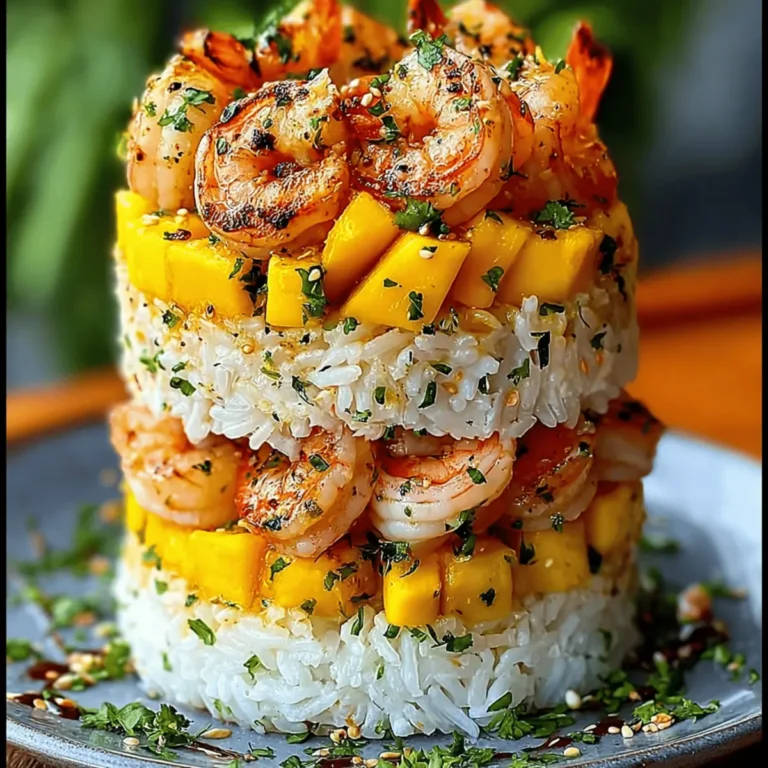 Mango Shrimp Coconut Rice Stack