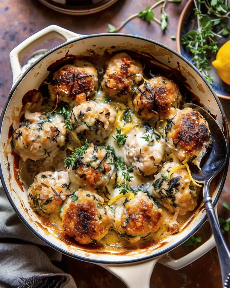 Baked Lemon Rosemary Chicken Meatballs