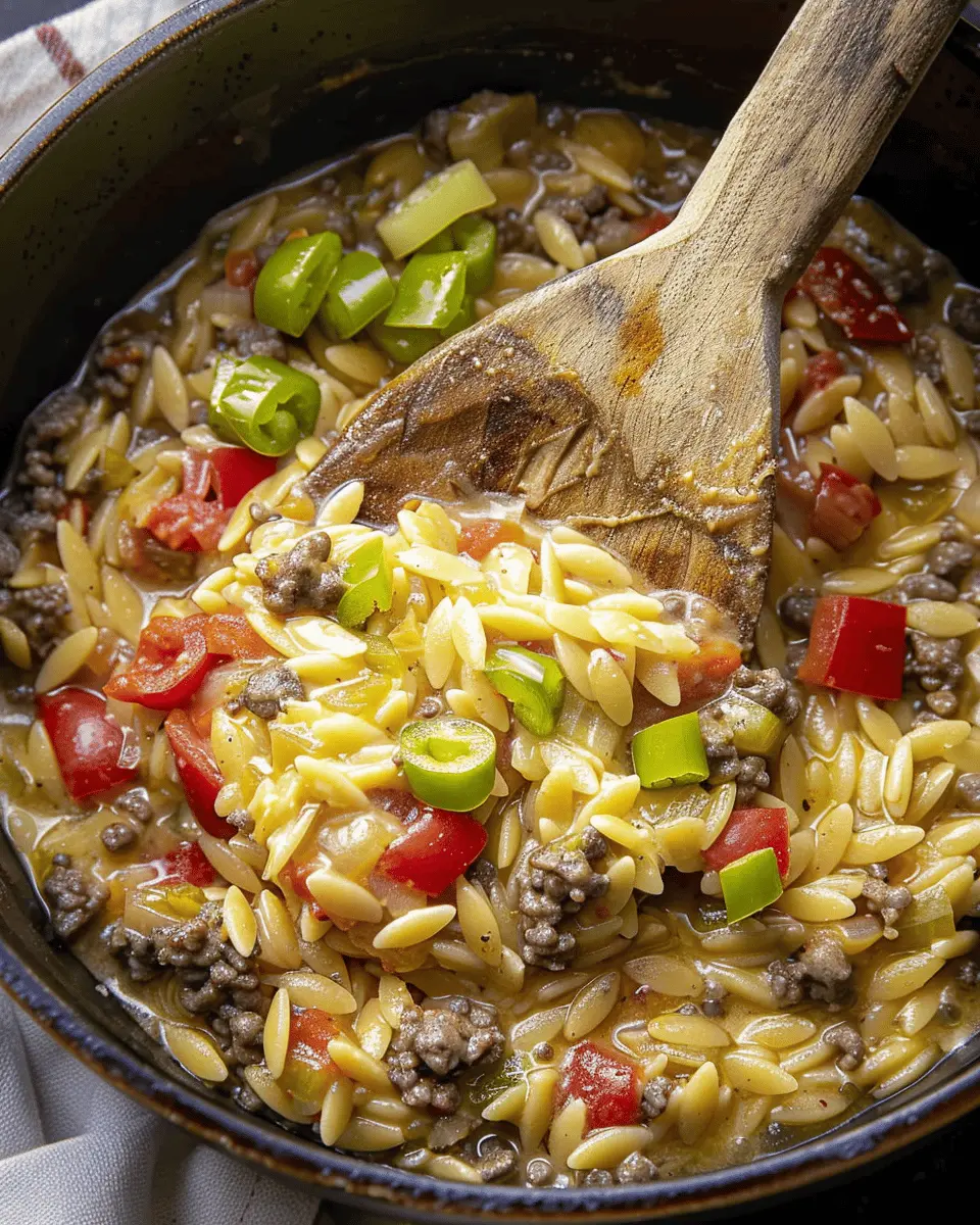 Cheeseburger Orzo Delight: Easy Comfort Food for Busy Nights