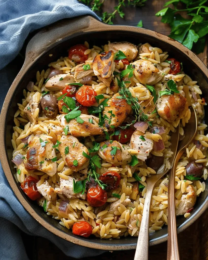 Mediterranean Creamy Chicken Orzo