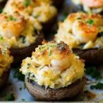 Shrimp & Crab Stuffed Mushrooms with Spinach and Parmesan – Elegant, Creamy & Crowd-Pleasing!