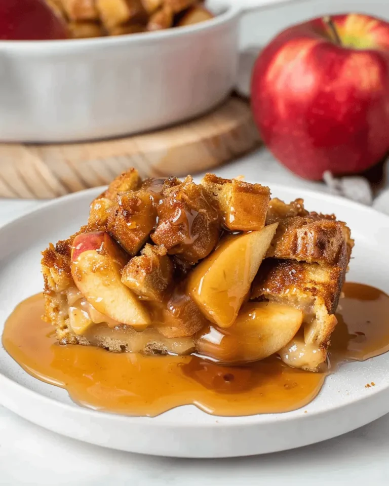 Caramel Apple Stuffed French Toast Casserole