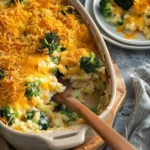 Creamy Chicken Broccoli Rice Cheese Casserole