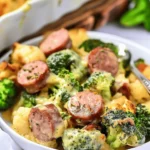 Keto Broccoli and Cauliflower Au Gratin with Sausage