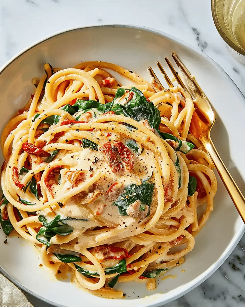 Spaghetti & Spinach with Sun-Dried Tomato Cream Sauce: Easy and Indulgent