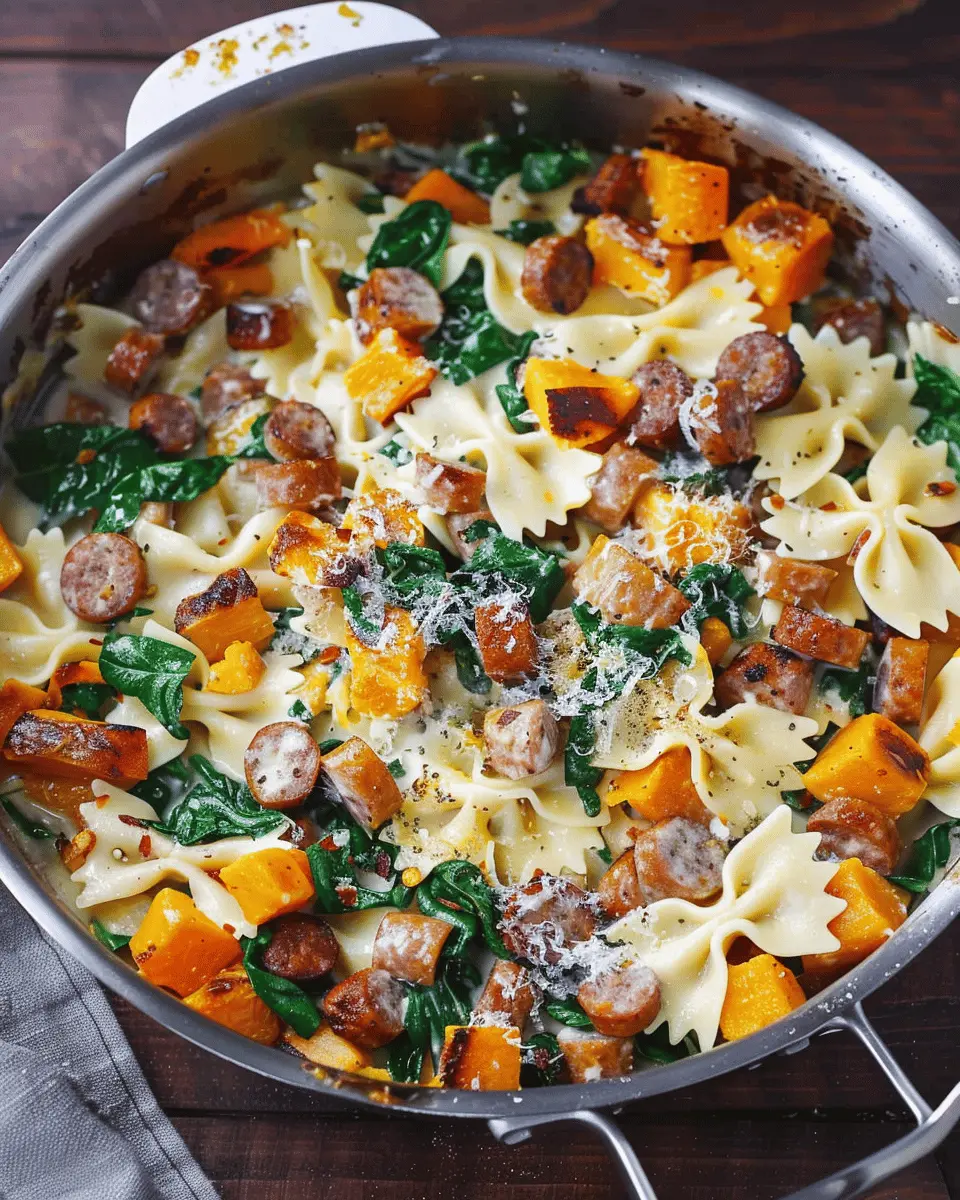 Creamy Butternut Squash Pasta: Indulgent Sausage & Spinach Delight