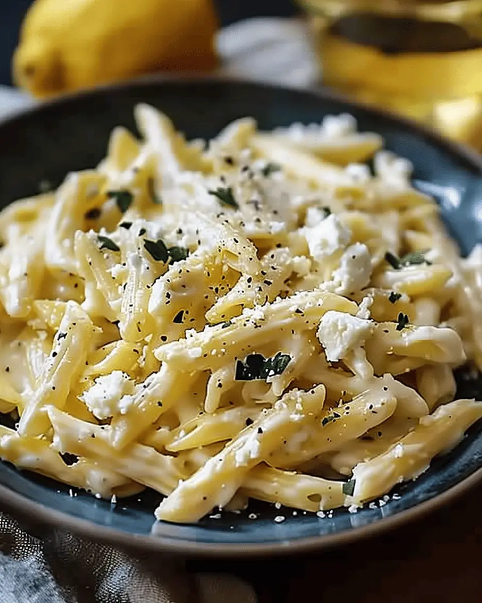 Creamy Lemon Feta Pasta Recipe: Easy Delight with Turkey Bacon