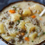 Crockpot Creamy Potato & Hamburger Soup