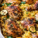 One Pan Herb Butter Chicken and Zucchini Rice Pilaf