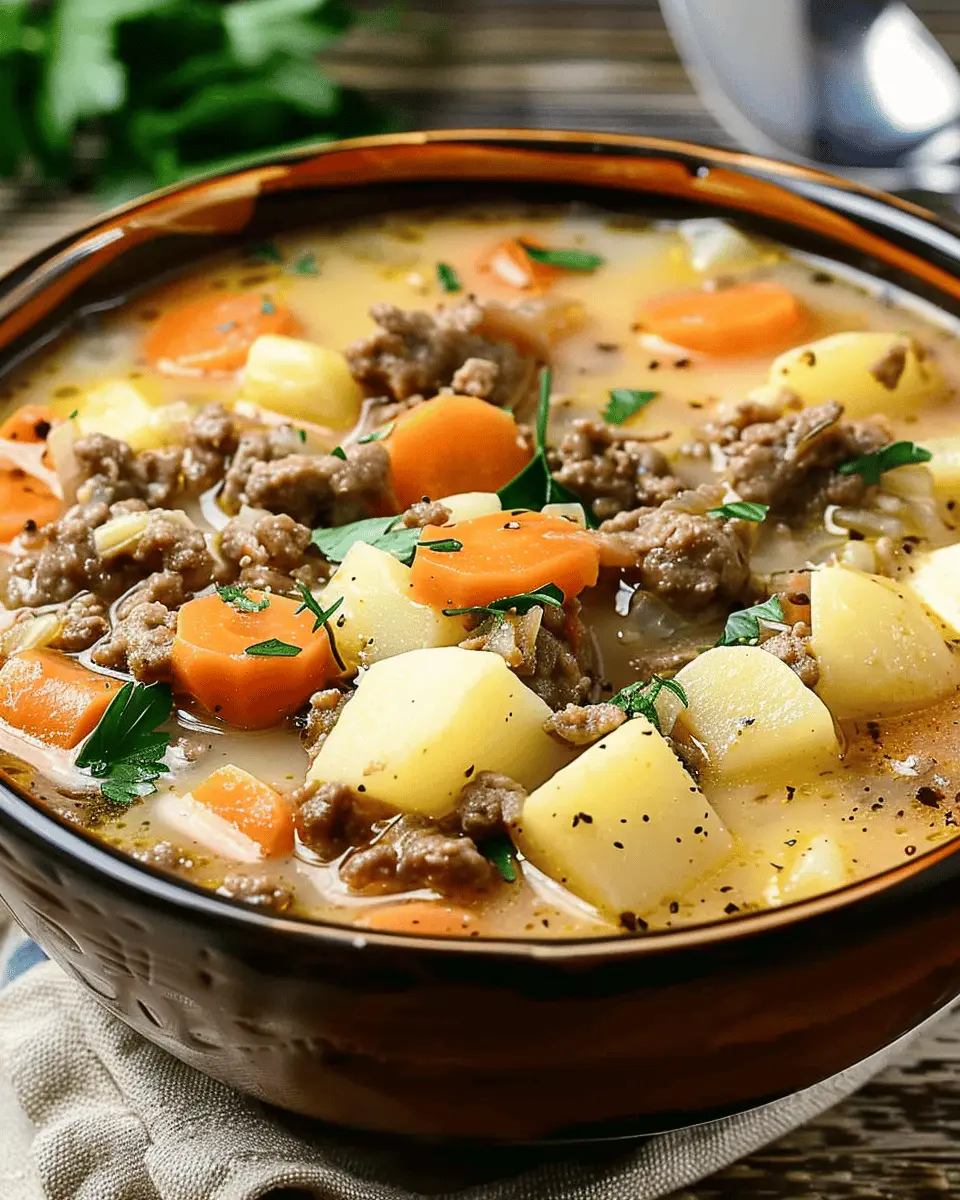 Tasty One-Pot Soup: Creamy Potato & Hamburger Delight for You