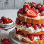 Strawberries and cream sponge cake
