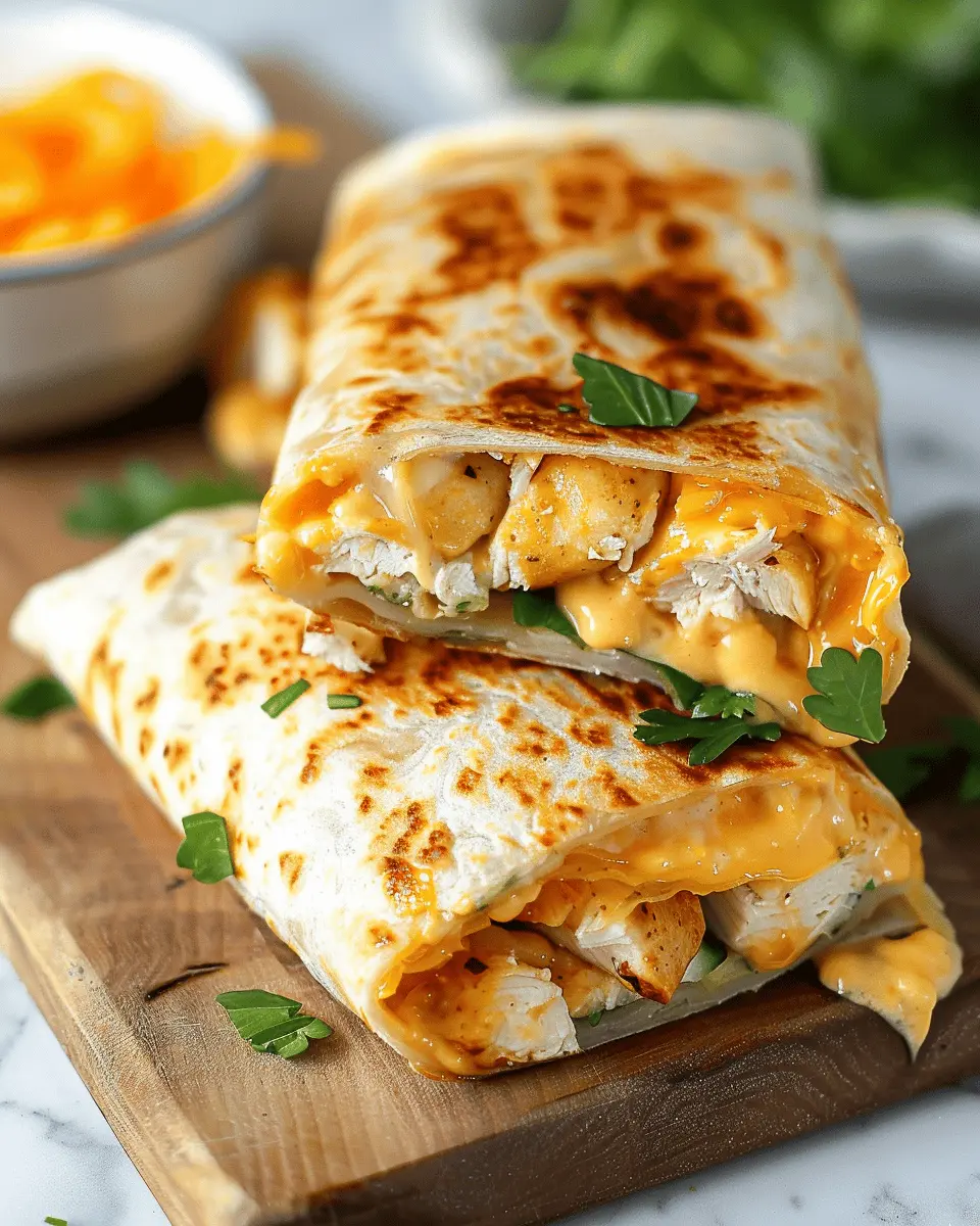Ooey-Gooey Cheesy Garlic Chicken Wraps You’ll Indulge In
