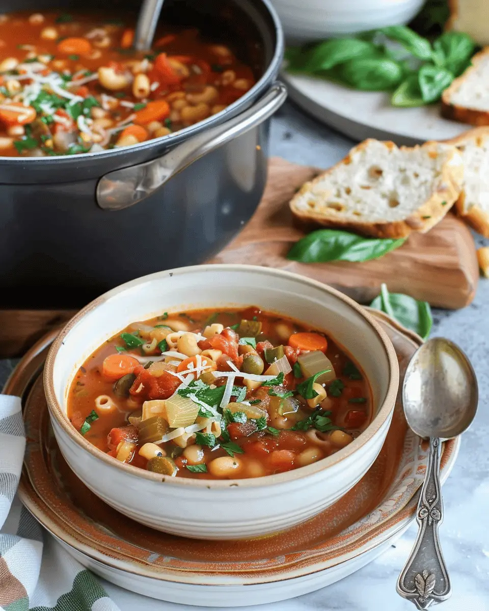 Best Ever Minestrone Soup Recipe with Turkey Bacon and Chicken Ham