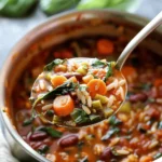 Hearty Vegetable Minestrone Soup with Rice or Orzo