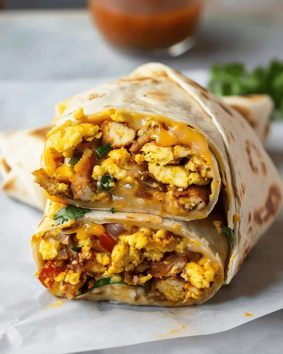 High-Protein Breakfast Burritos with Turkey Bacon and Chicken Ham