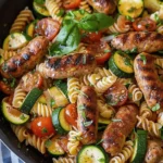 Chicken Sausages with Zucchini, Tomatoes, and Pasta