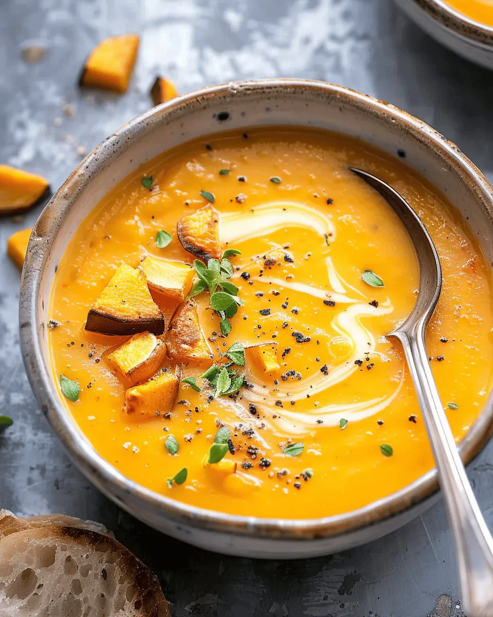 Creamy Butternut Squash Soup with Turkey Bacon Bliss