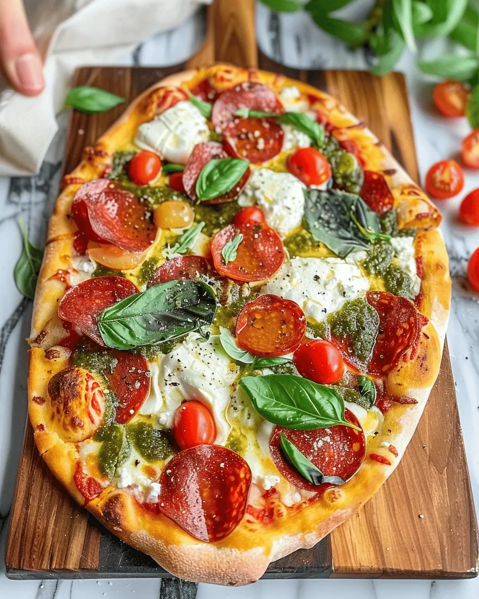 Pepperoni and Burrata Pizza: The Best Homemade Pesto Twist