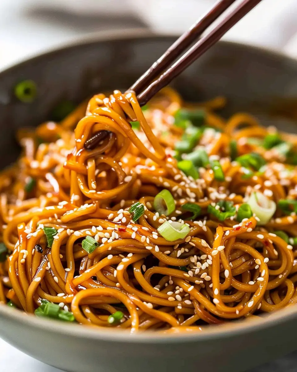 Asian-Inspired Sesame Noodle Delight with Turkey Bacon and Chicken Ham