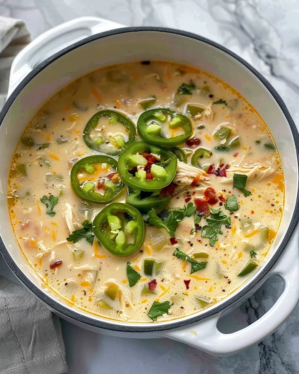 Spicy Jalapeño Popper Chicken Soup with Turkey Bacon Twist