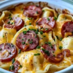 Crockpot Pierogi Casserole with Kielbasa