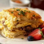 Pancake Casserole with Eggs & Sausage