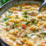 Creamy Parmesan Cajun Chicken Pasta Soup