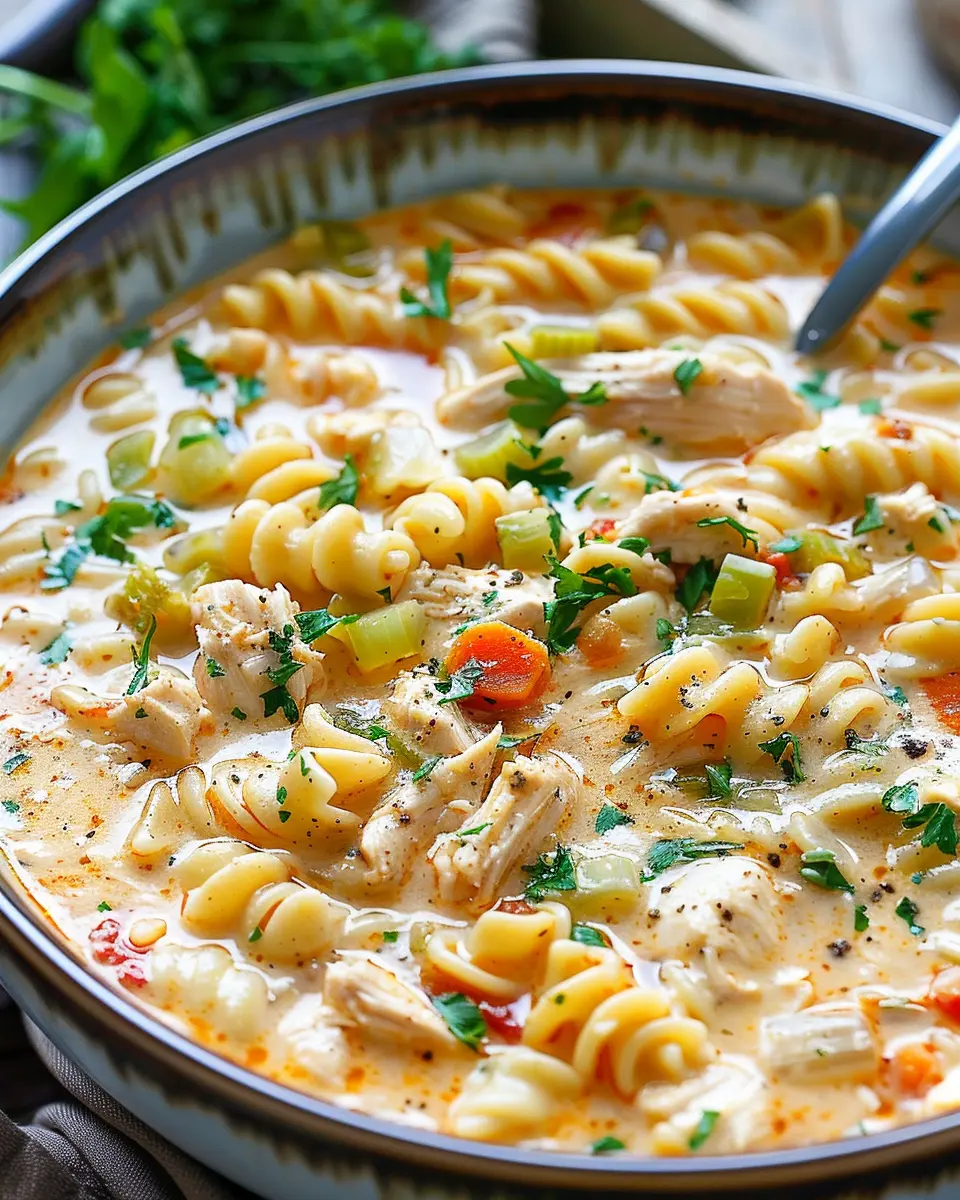 Creamy Parmesan Cajun Chicken Pasta Soup: Easy Comfort in a Bowl