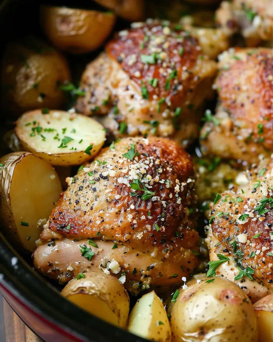 Slow Cooker Parmesan Garlic Chicken and Potatoes Made Easy