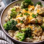 Slow Cooked Chicken, Rice, and Broccoli with Cheddar Cheese