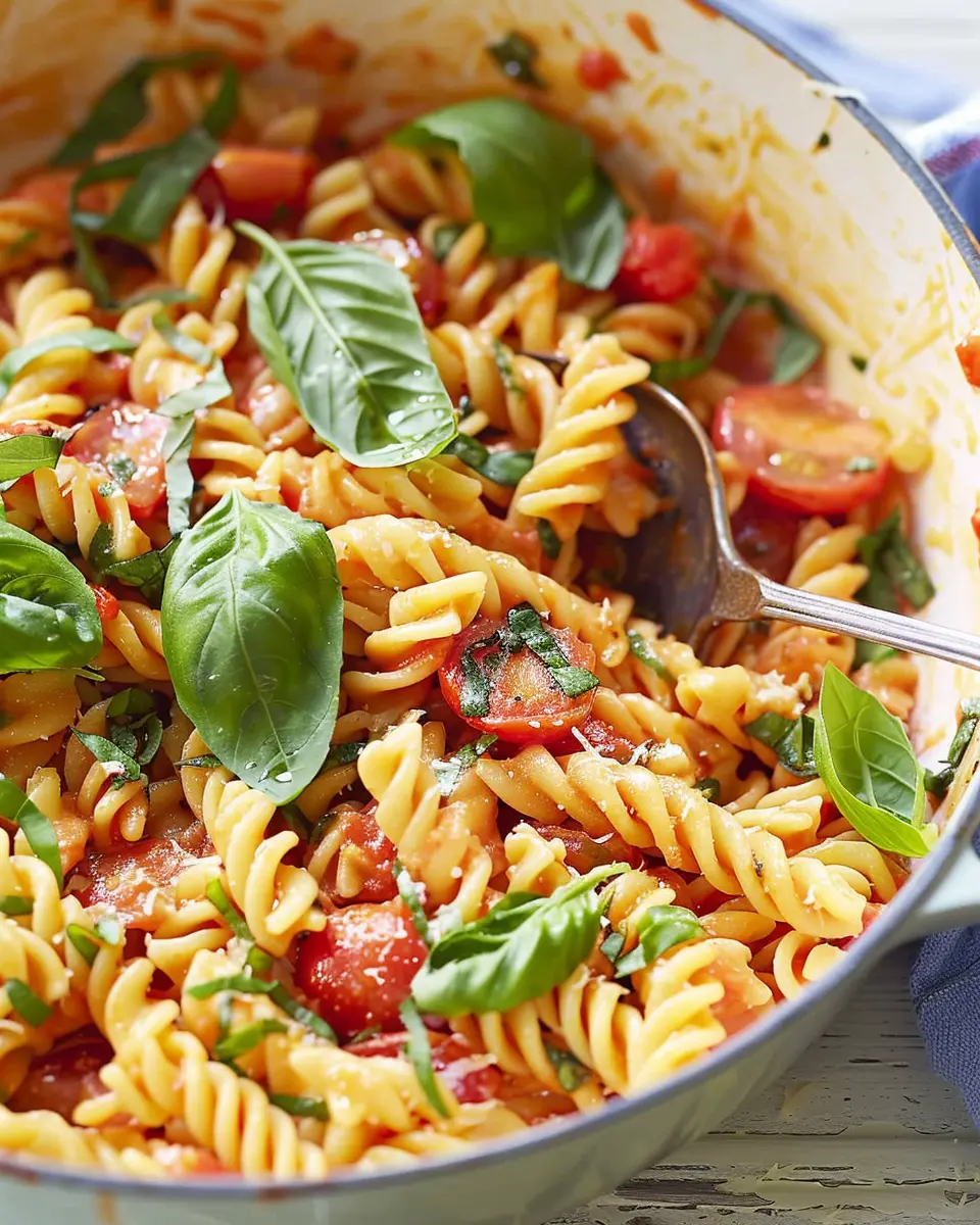 One-Pot Tomato Basil Pasta: Easy Weeknight Delight with Turkey Bacon