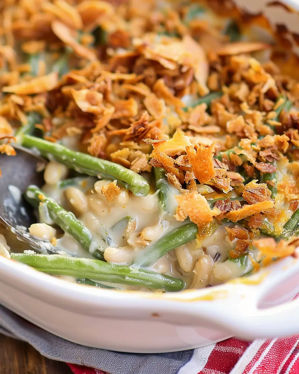 Irresistible Campbells Green Bean Casserole with Turkey Bacon Delight