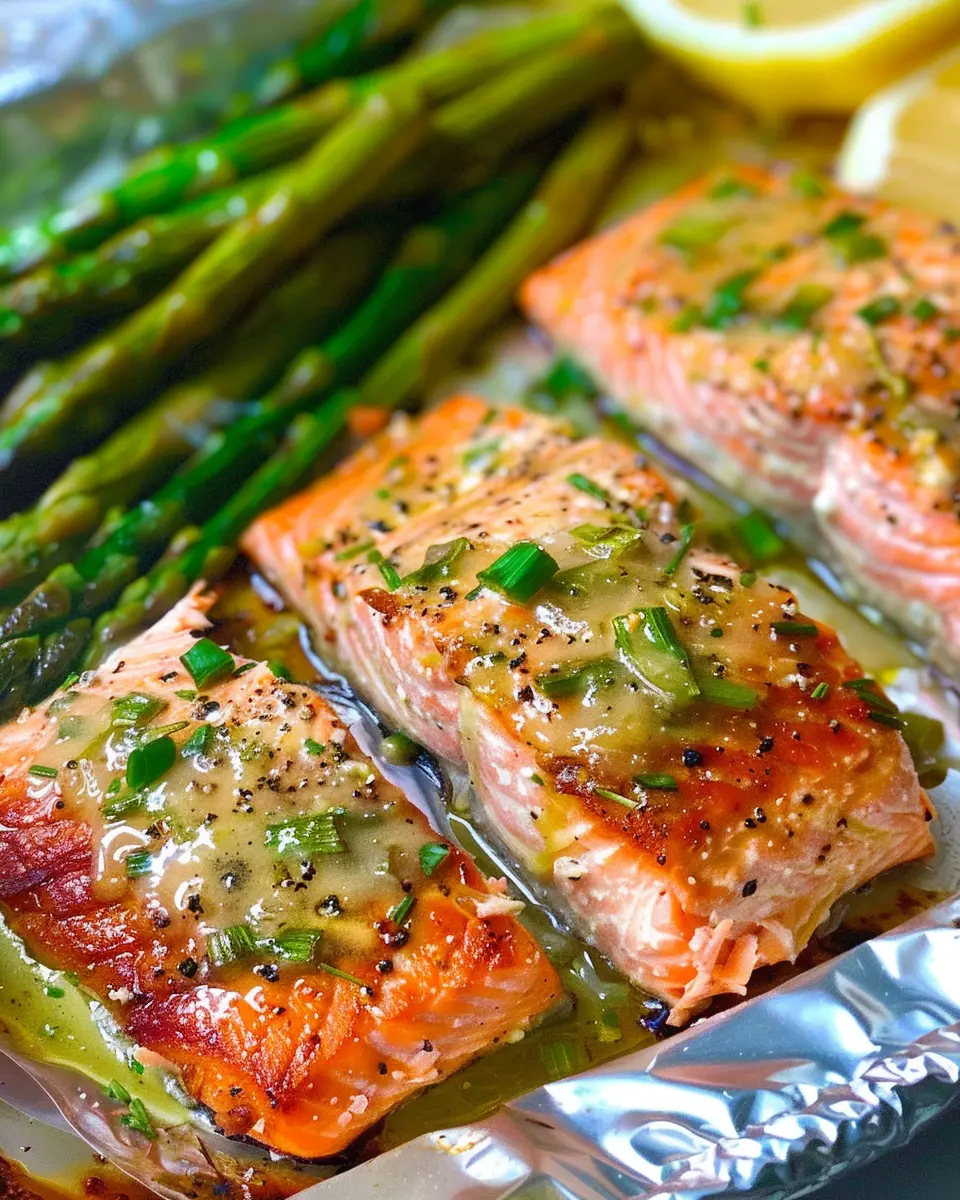 Baked Salmon in Foil: Delicious Asparagus &amp; Garlic Butter Bliss