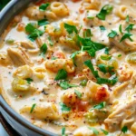 Creamy Parmesan Cajun Chicken Pasta Soup