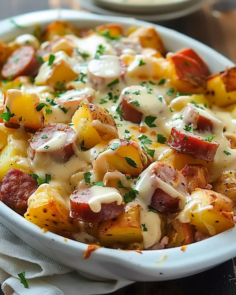Cheesy Ranch Potatoes and Smoked Sausage: Indulgent Comfort Food Delight