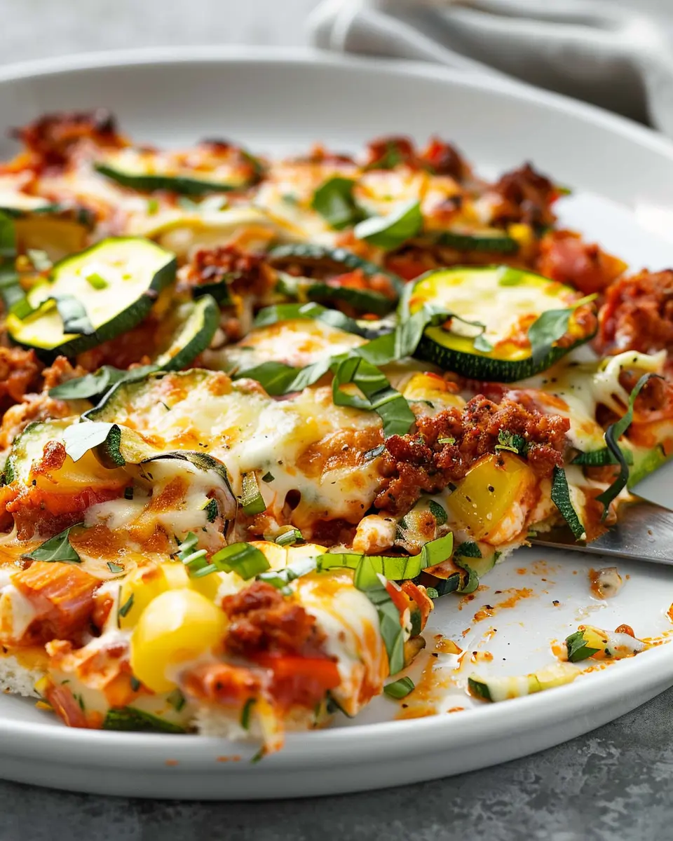 Zucchini Pizza Casserole: Easy Turkey Bacon and Chicken Ham Delight