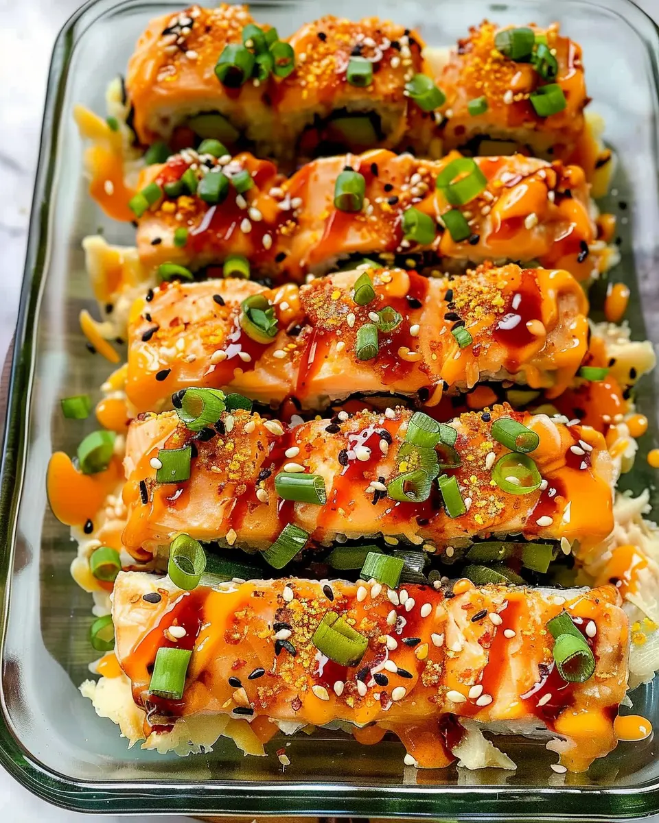 Easy Spicy Salmon Sushi Bake Recipe with Tasty Turkey Bacon Twist