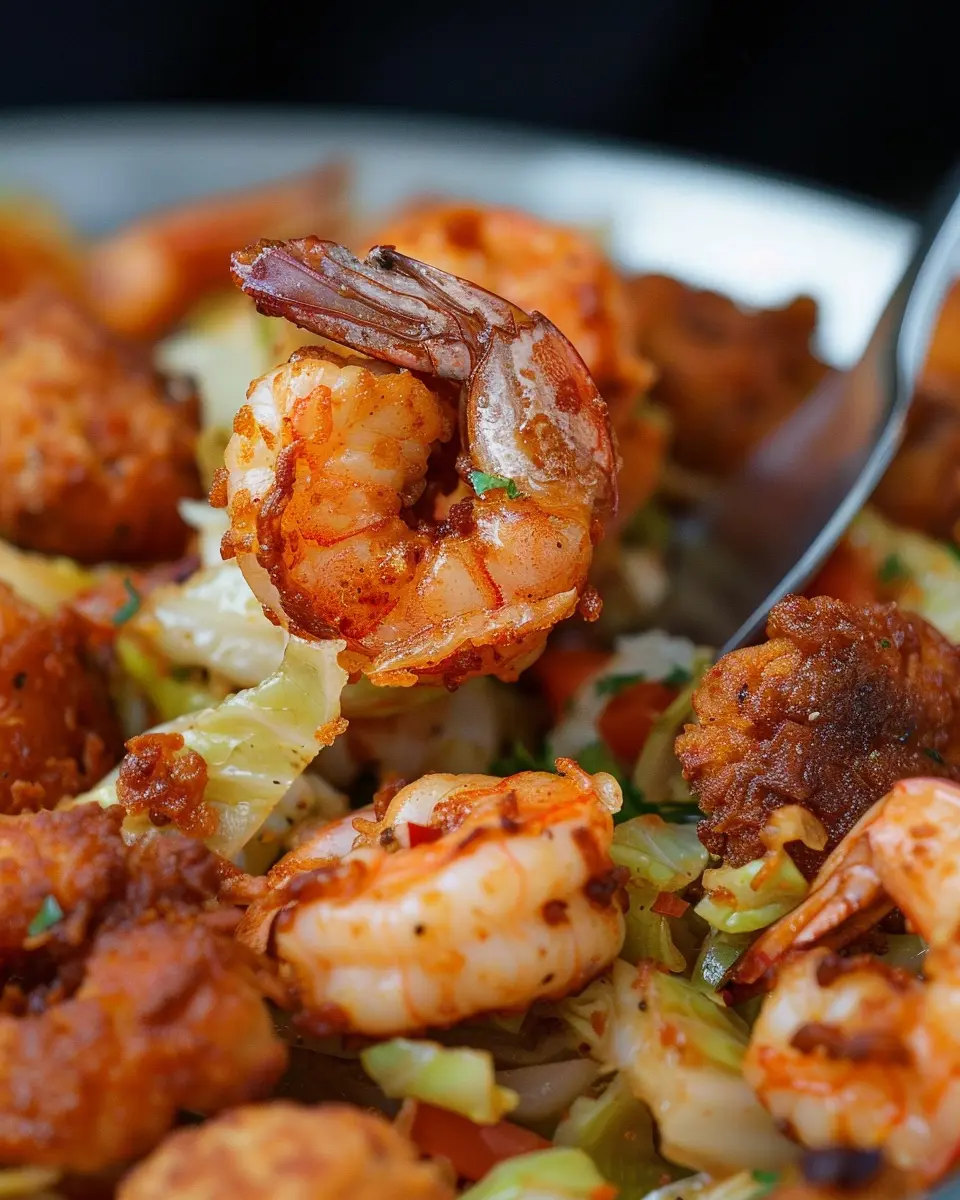 Best Southern Fried Cabbage with Shrimp and Turkey Bacon Delight