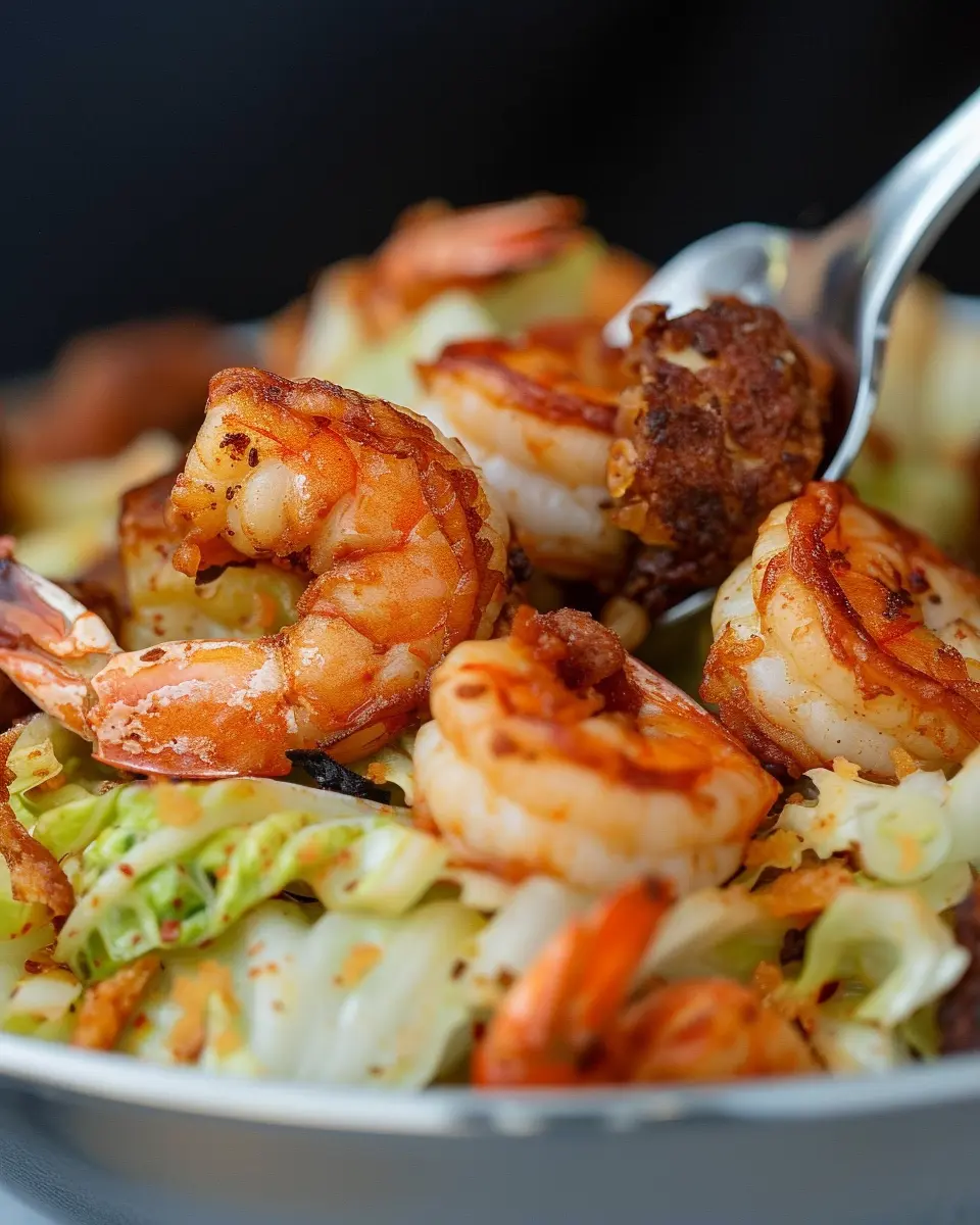 Best Southern Fried Cabbage with Shrimp and Turkey Bacon Delight