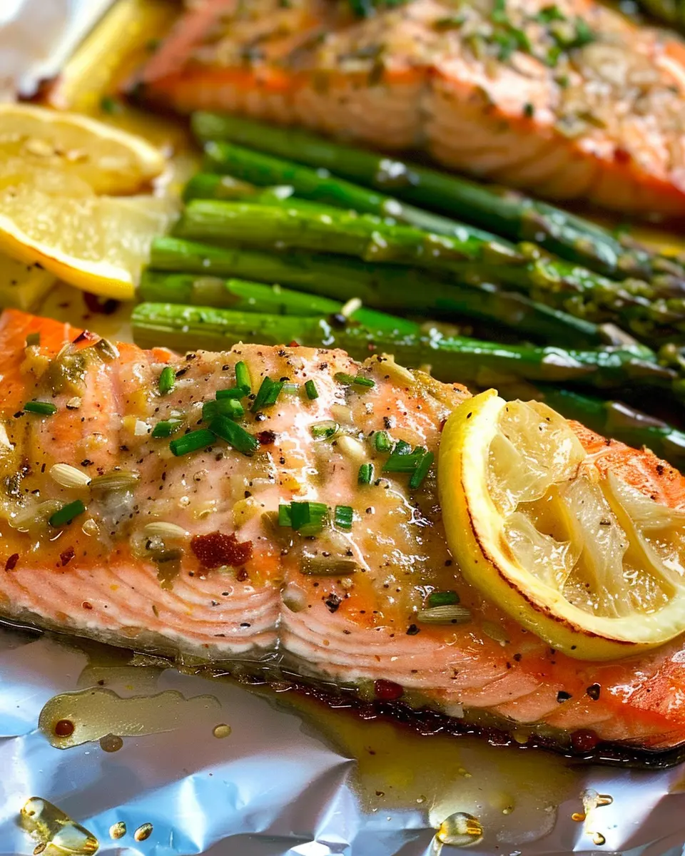 Baked Salmon in Foil: Easy Asparagus and Garlic Butter Delight