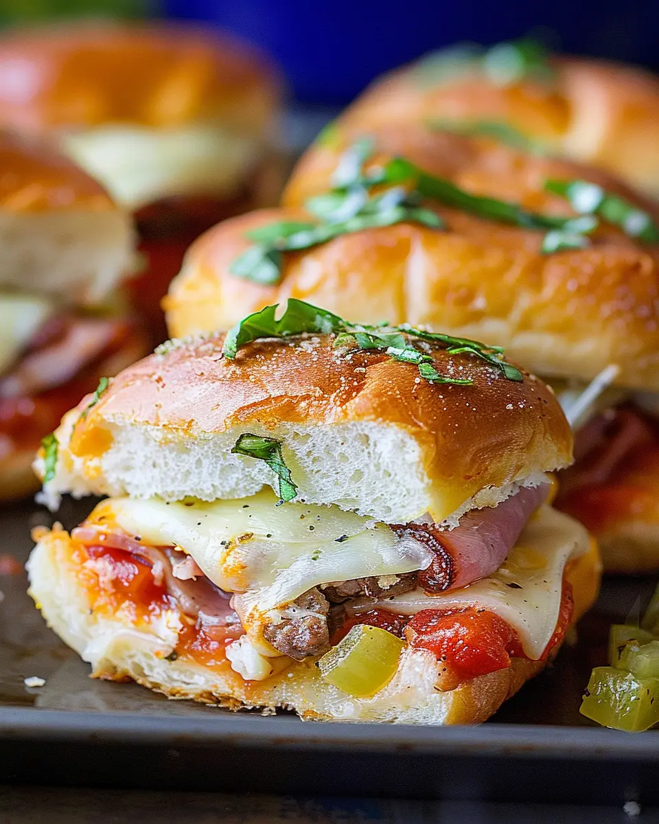 Hot Italian Sub Sliders with Turkey Bacon and Chicken Ham Magic