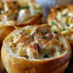 Chicken Alfredo Garlic Bread Bowls