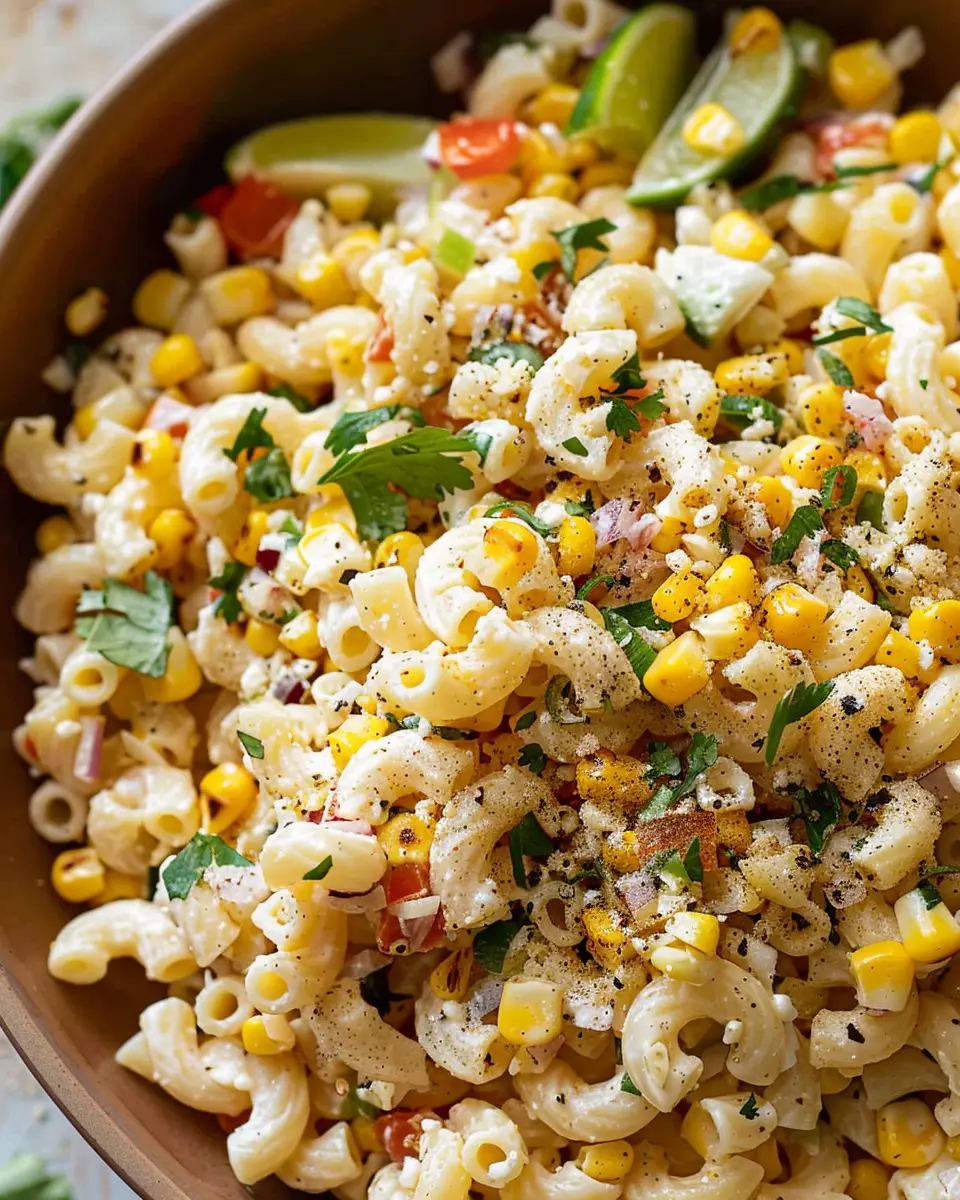 Creamy Street Corn Pasta Salad with Turkey Bacon Delight