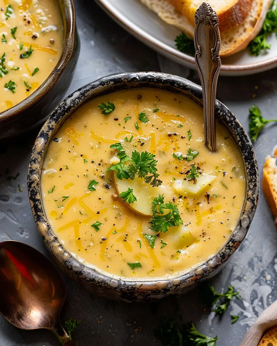 Hearty Cheddar Garlic Herb Potato Soup: Comfort in Every Spoonful