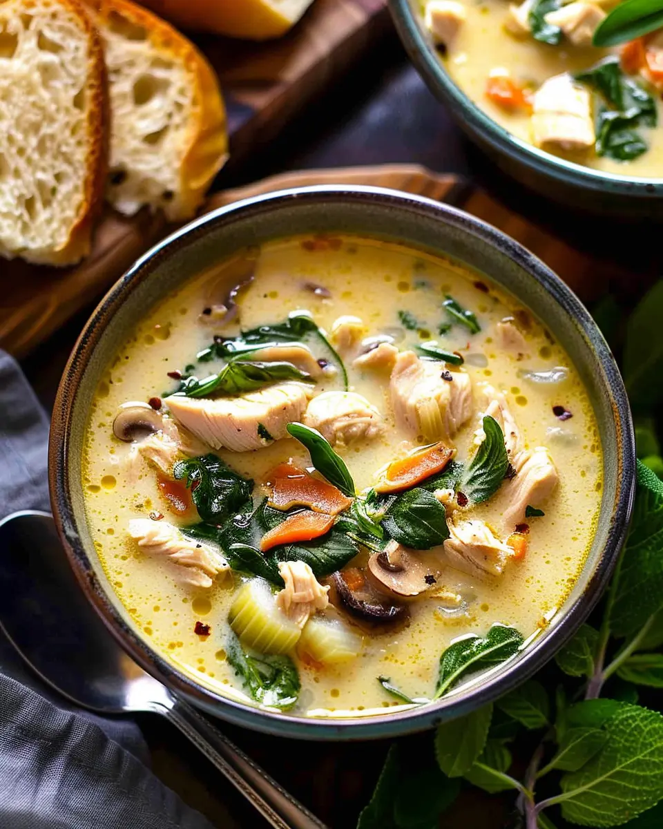 Creamy Tuscan Chicken Soup with Turkey Bacon: Comfort in a Bowl