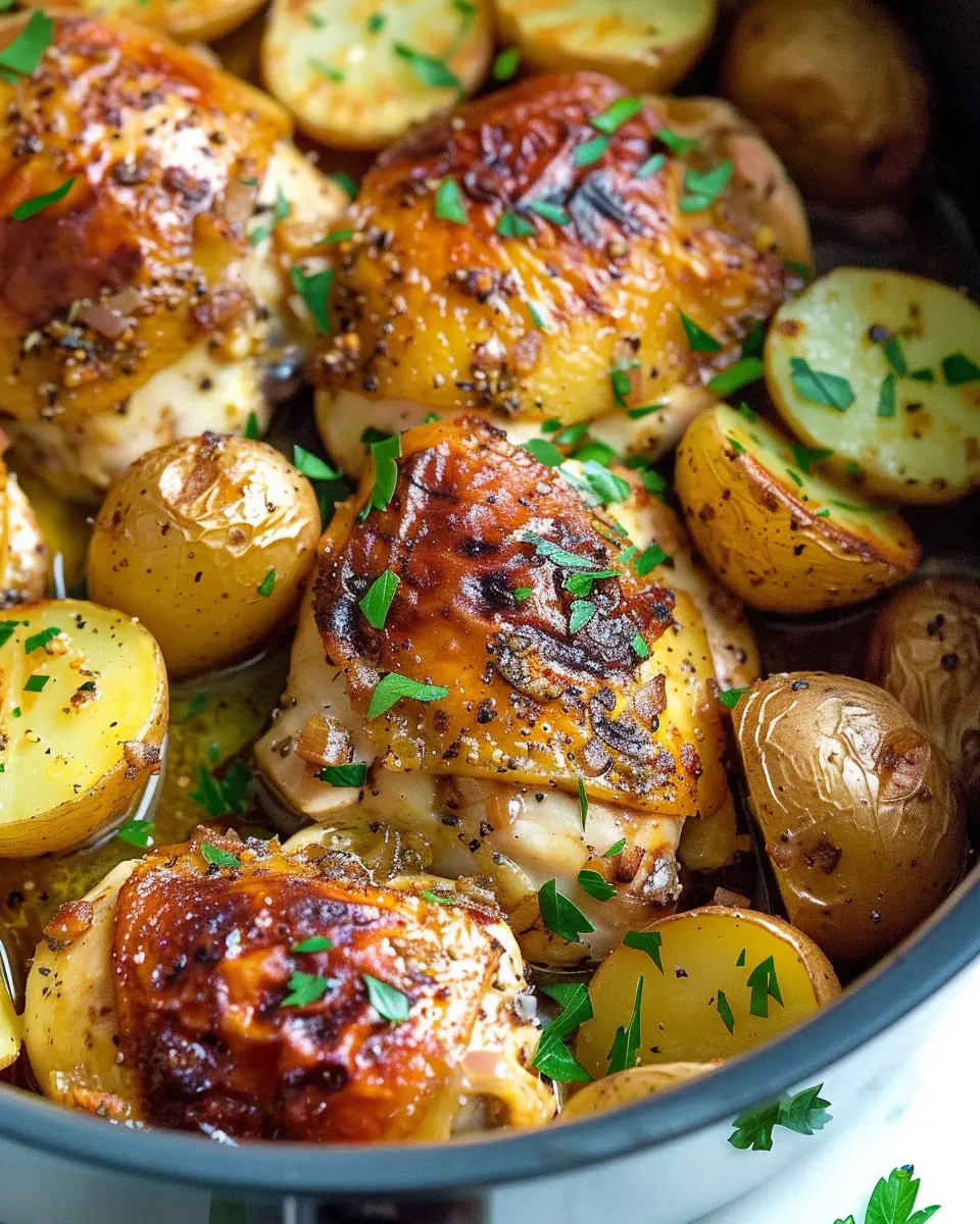 Slow Cooker Garlic Parmesan Chicken: Juicy Potatoes Included