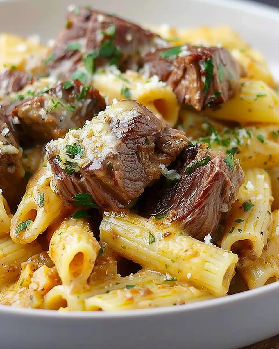 Cajun Steak Tips for Indulgent Cheesy Rigatoni Parmesan Sauce