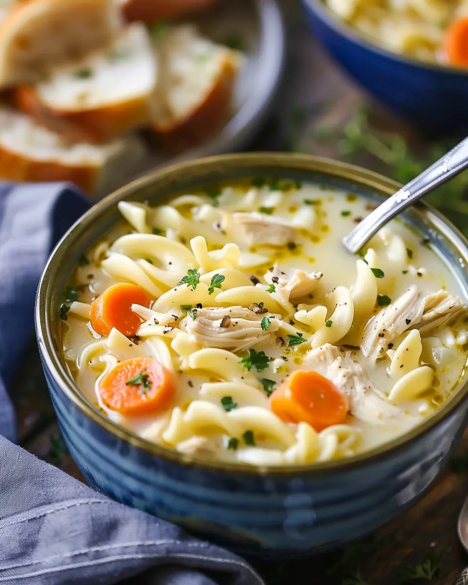 Creamy Chicken Noodle Soup with Turkey Bacon: Comfort in a Bowl